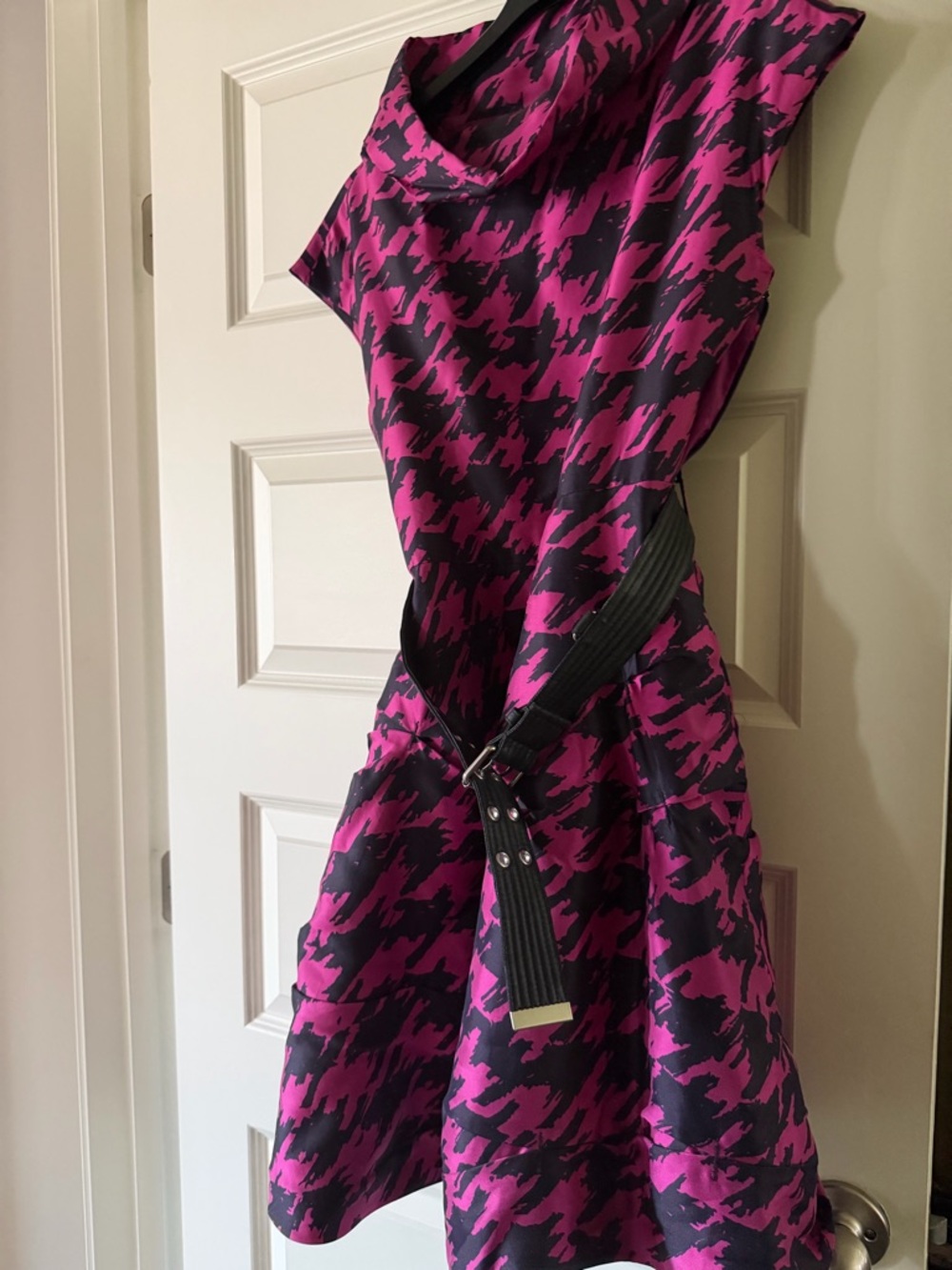Marc by Marc Jacobs Pink and Black Patterned Midi Dress. ASO Gossip Girl